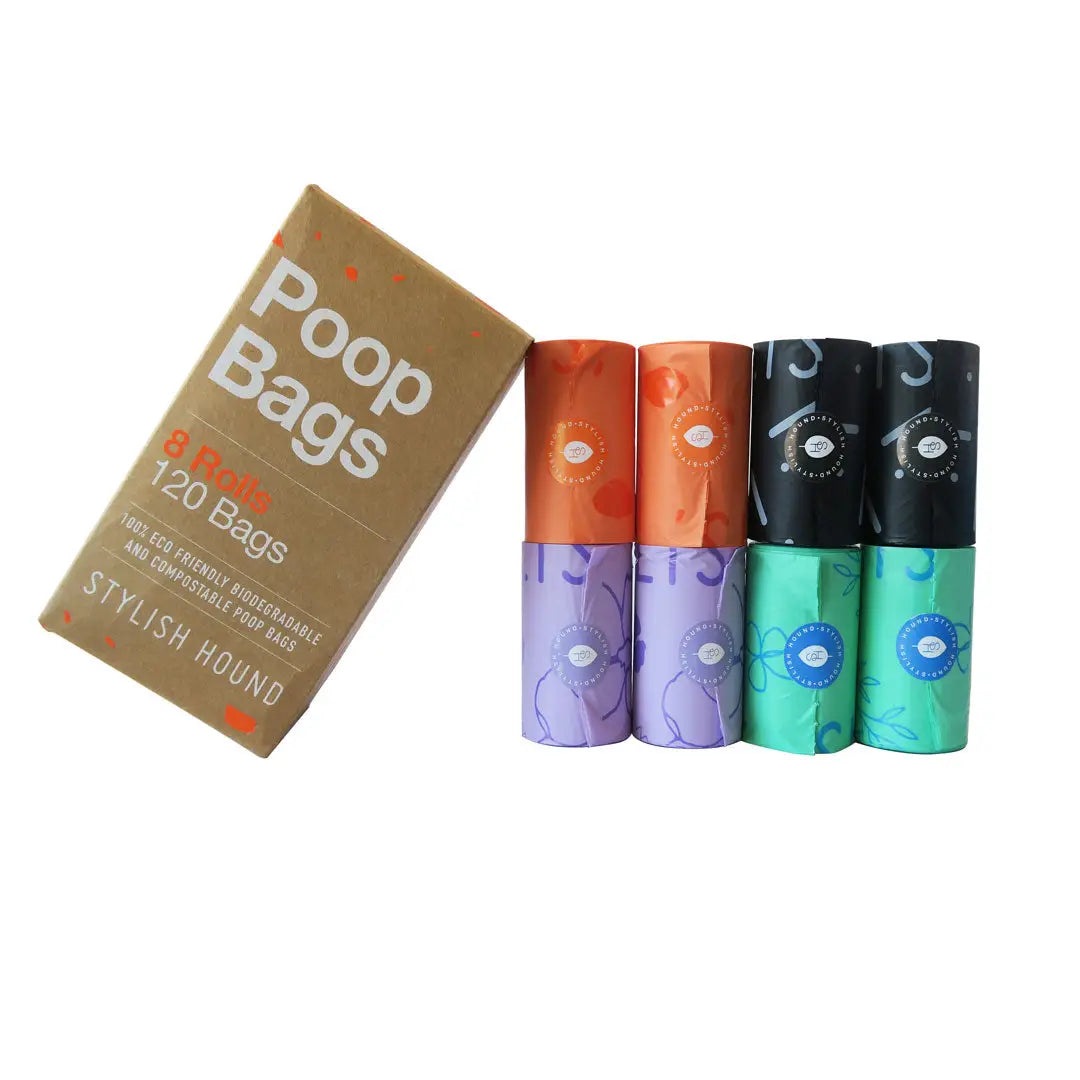 8 ROLLS BIODEGRADABLE COMPOSTABLE POOP BAG (120 BAGS)