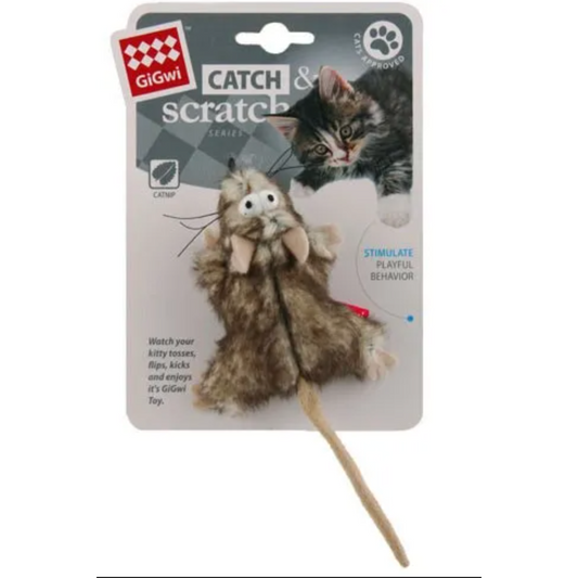 GIGWI CATCH & SCRATCH CAT TOY - MOUSE