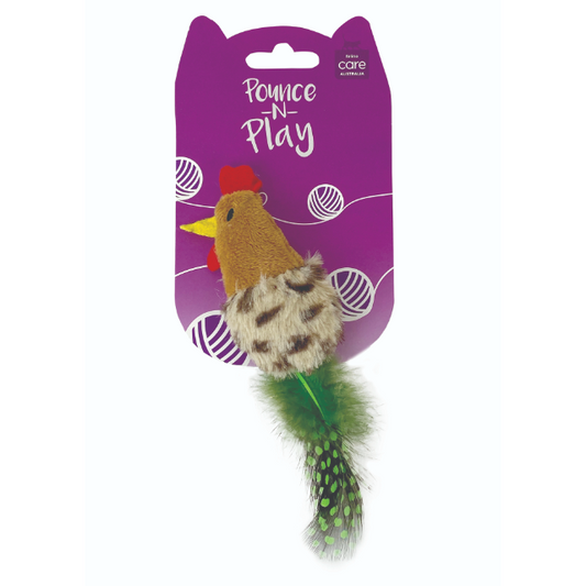 FELINE CARE PLUSH CHICKEN WITH FEATHERS